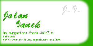 jolan vanek business card